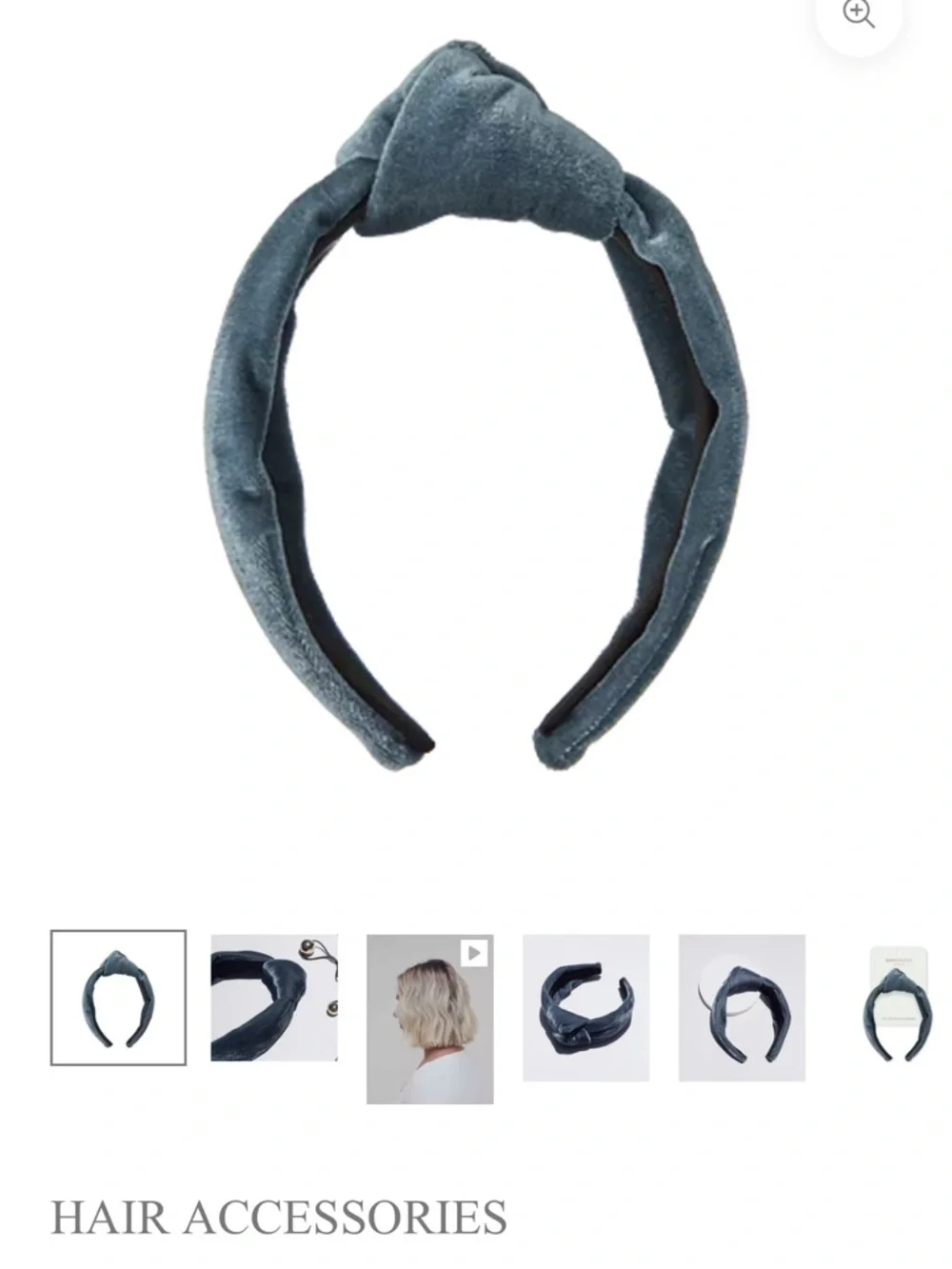 NWT Kristin Ess Luxe Velvet Headband Denim Blue Knotted Non Slip Hair Accessory